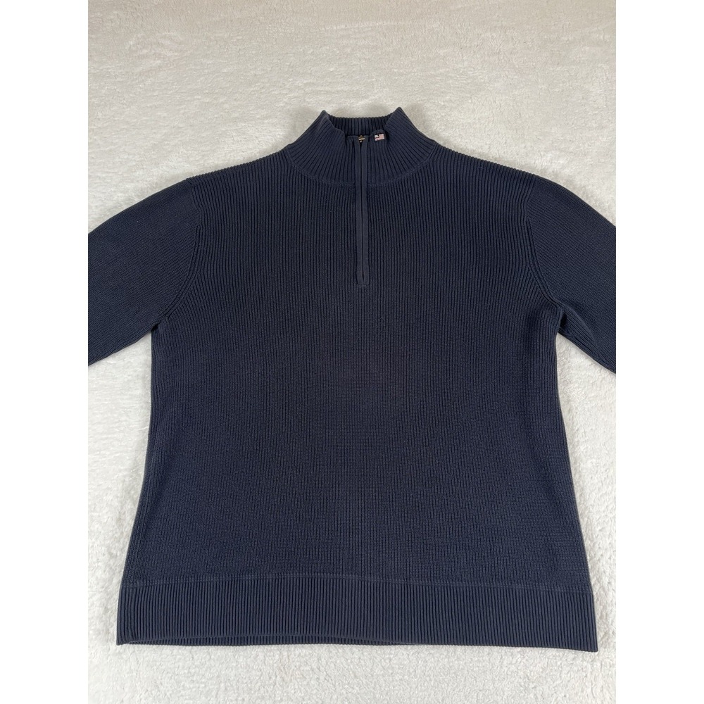 Polo Jeans Company Ralph Lauren Blue Ribbed Heavy Cotton Quarter Zip Sweater XXL - Picture 4 of 7